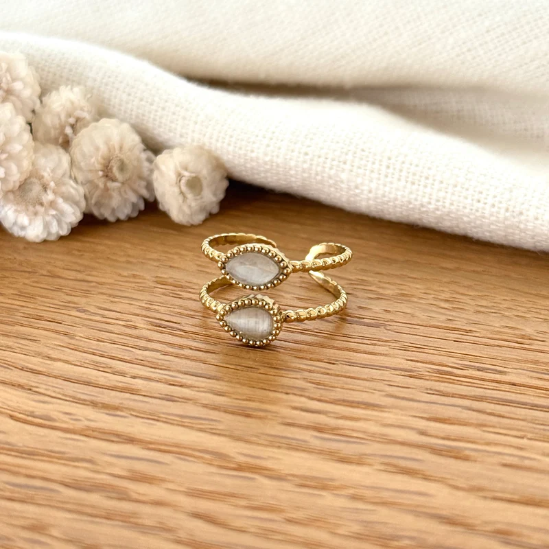 Bague "Neliora" blanc acier