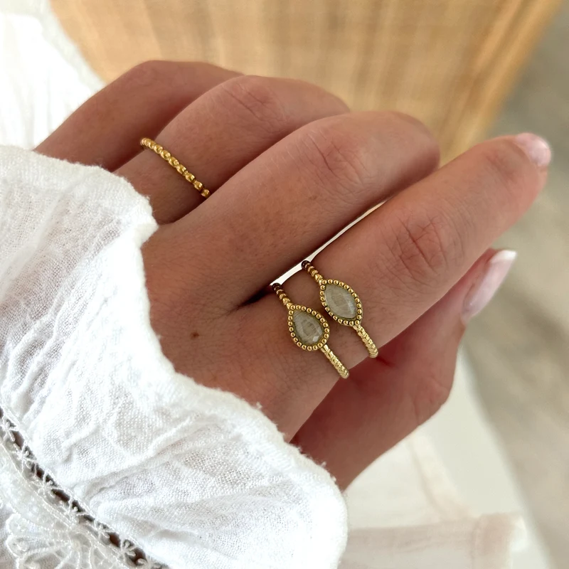 Bague "Neliora" blanc acier