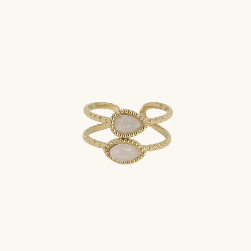 Bague "Neliora" blanc acier