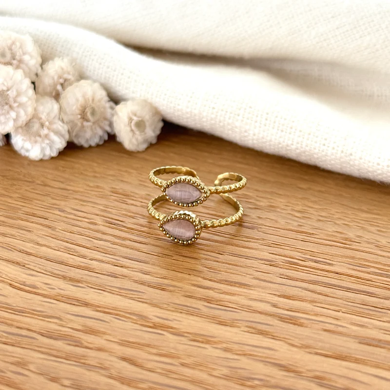 Bague "Neliora" rose acier