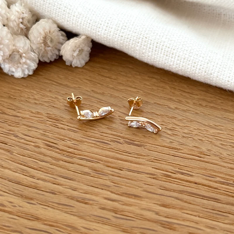 Boucles d'oreilles "Laurel" plaqué or