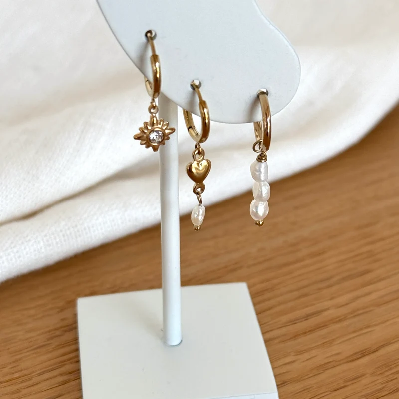 Set de boucles d'oreilles "Eclat" acier