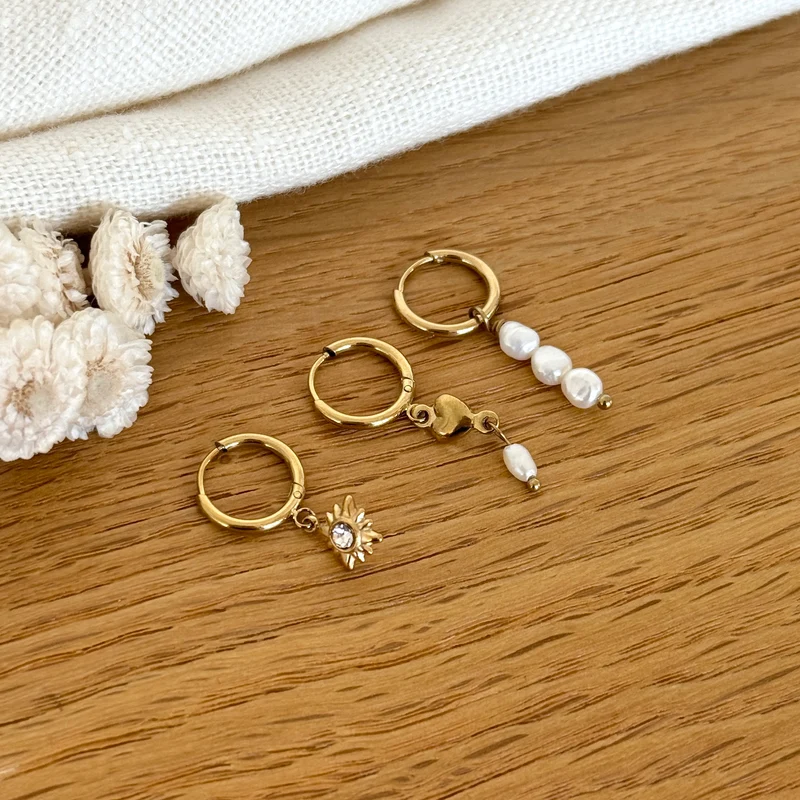 Set de boucles d'oreilles "Eclat" acier