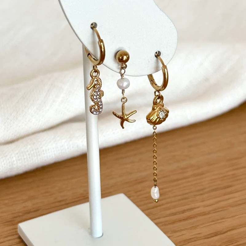 Set de boucles d'oreilles "Marin" acier