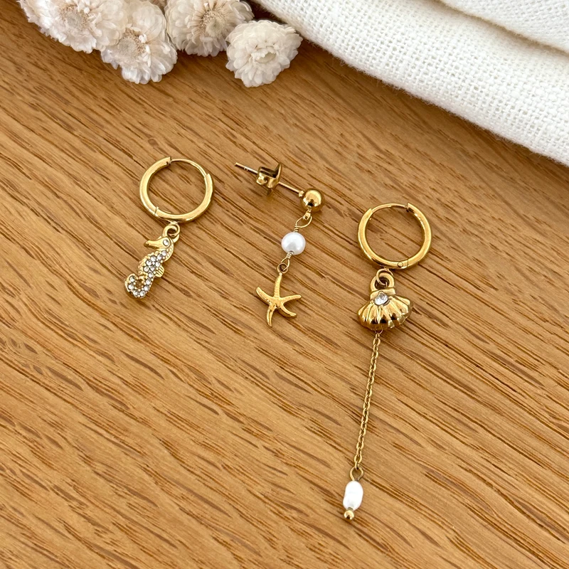 Set de boucles d'oreilles "Marin" acier