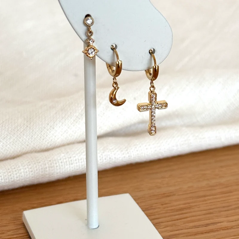 Set de boucles d'oreilles "Céleste" acier