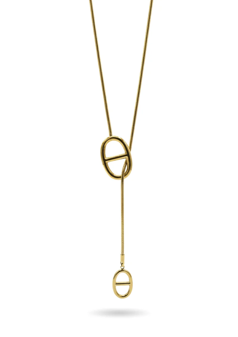 Collier pendentif en Y Maille Marine