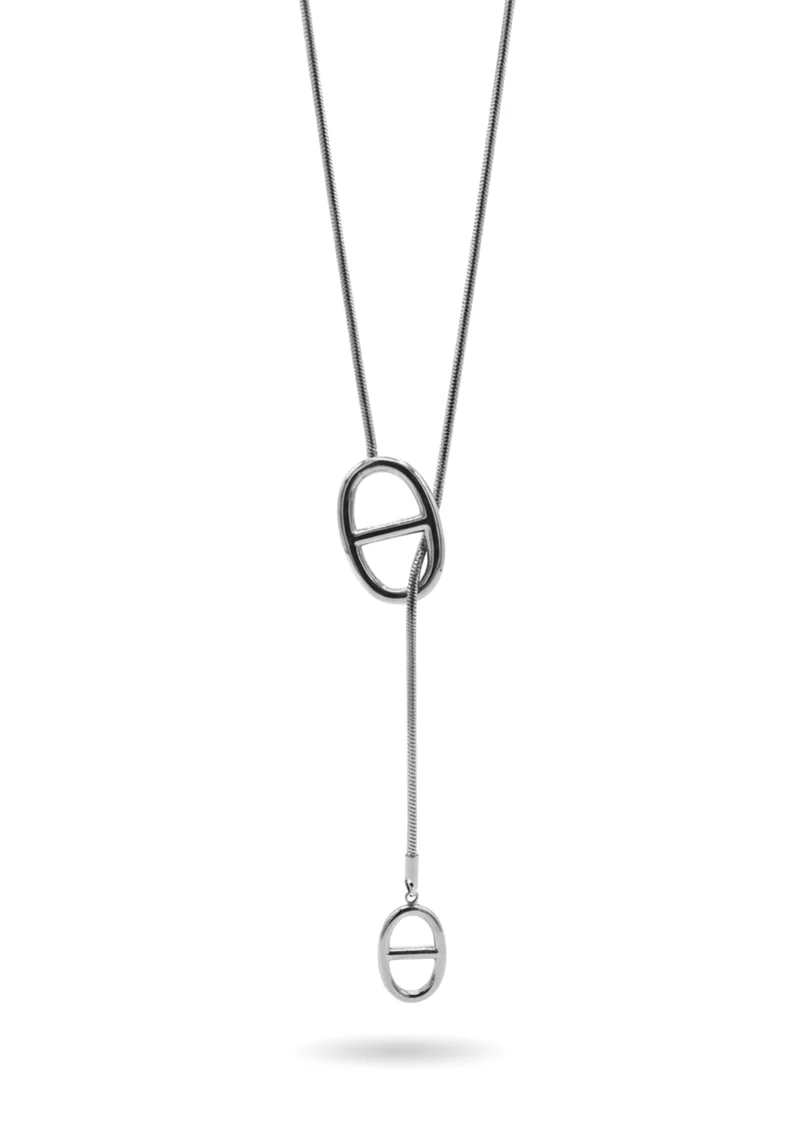 Collier pendentif en Y Maille Marine