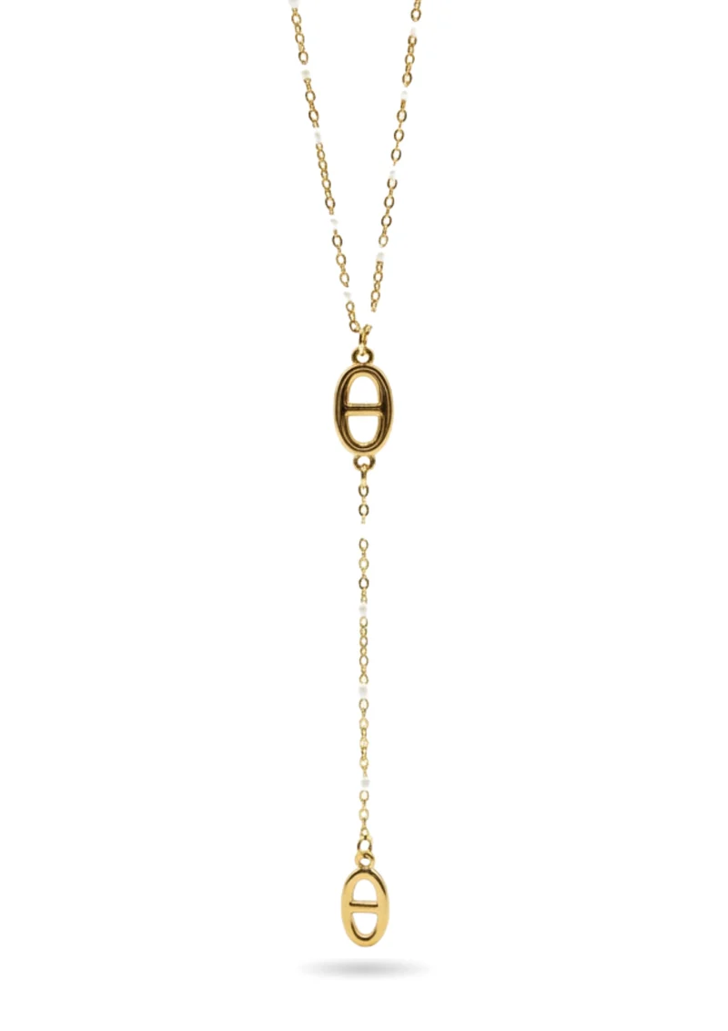 Collier Tombant Maille Marine Perles