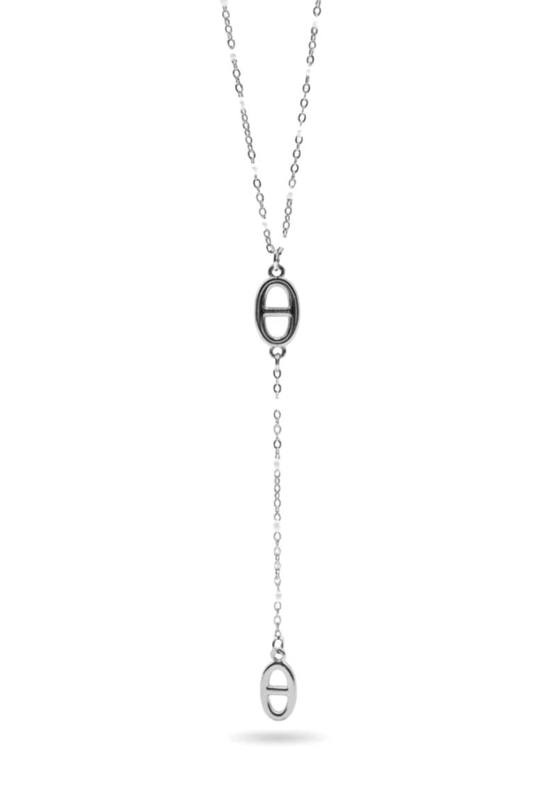 Collier Tombant Maille Marine Perles