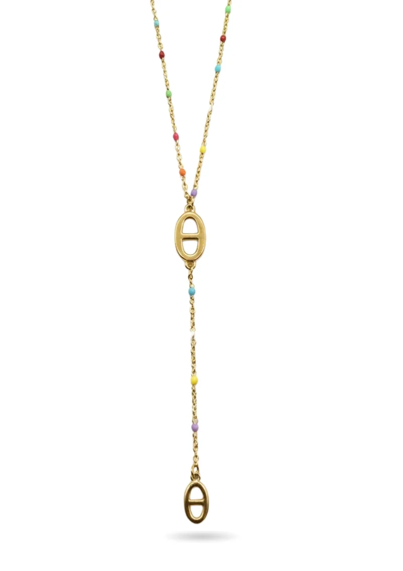 Collier Tombant Maille Marine Perles