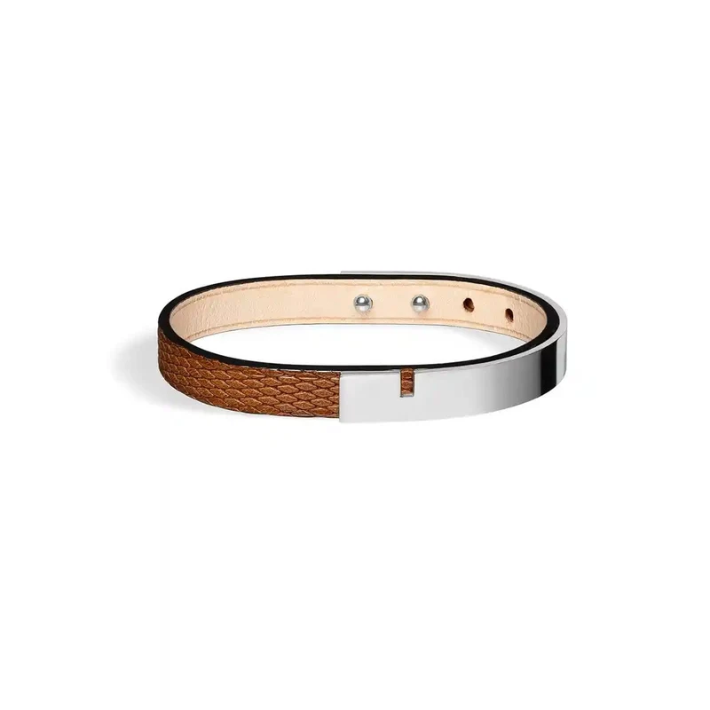 Bracelet cuir homme simple tour fauve grain diamant | U'TURN.9