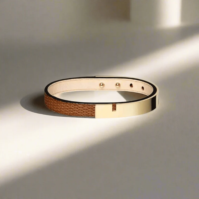 Bracelet cuir homme simple tour fauve grain diamant | U'TURN.9