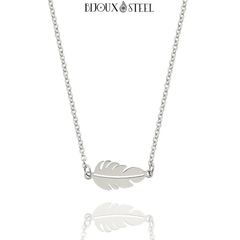 Collier feuille en acier inoxydable