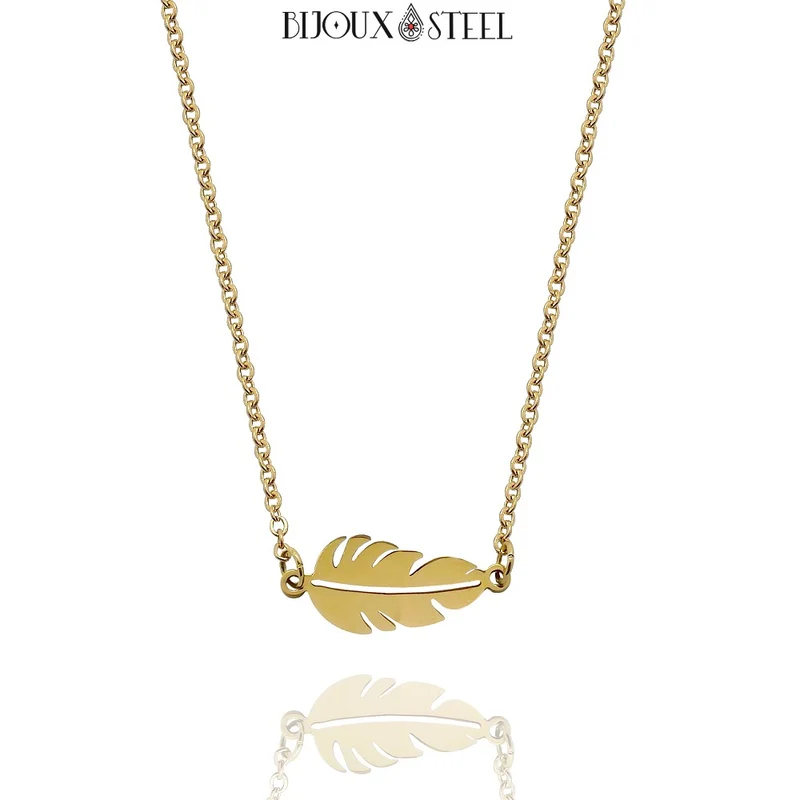 Collier feuille en acier inoxydable