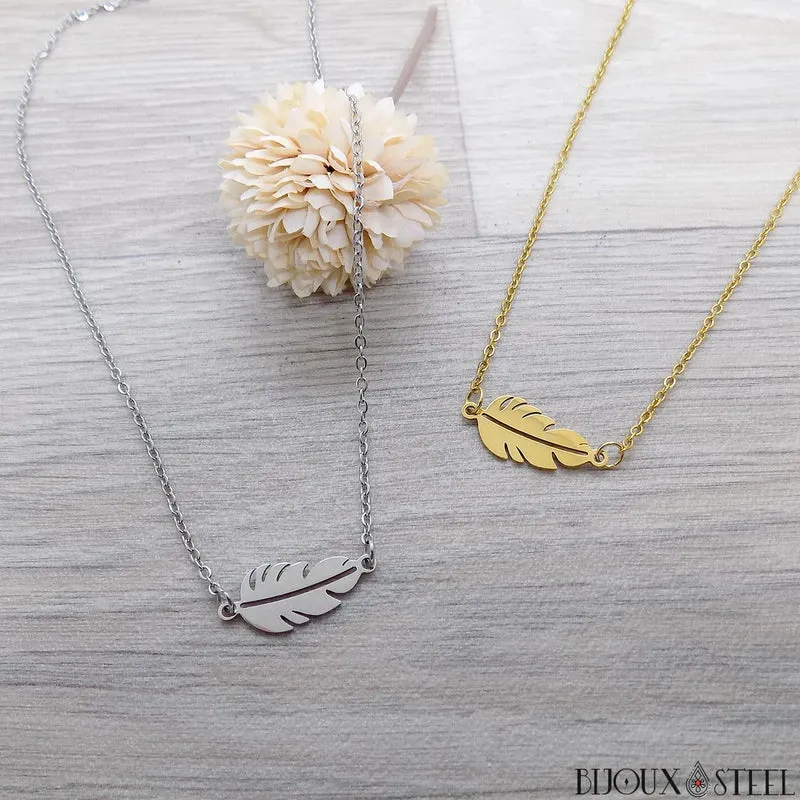 Collier feuille en acier inoxydable