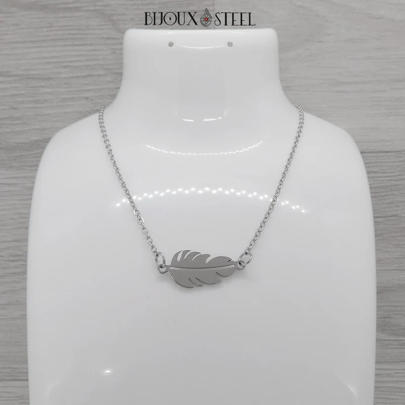 Collier feuille en acier inoxydable