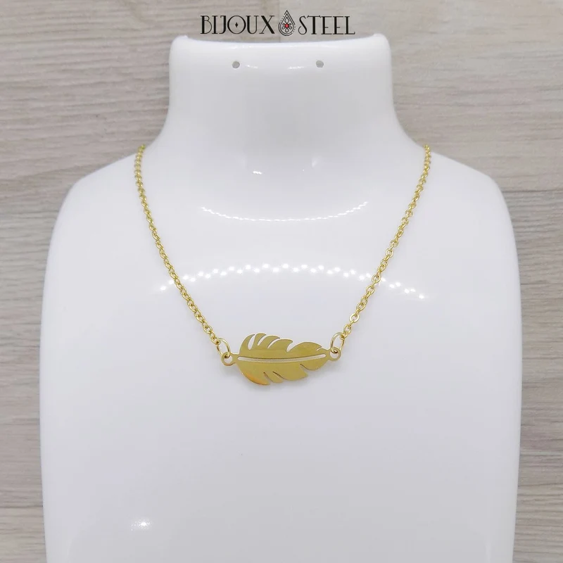 Collier feuille en acier inoxydable
