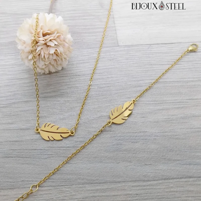 Collier feuille en acier inoxydable