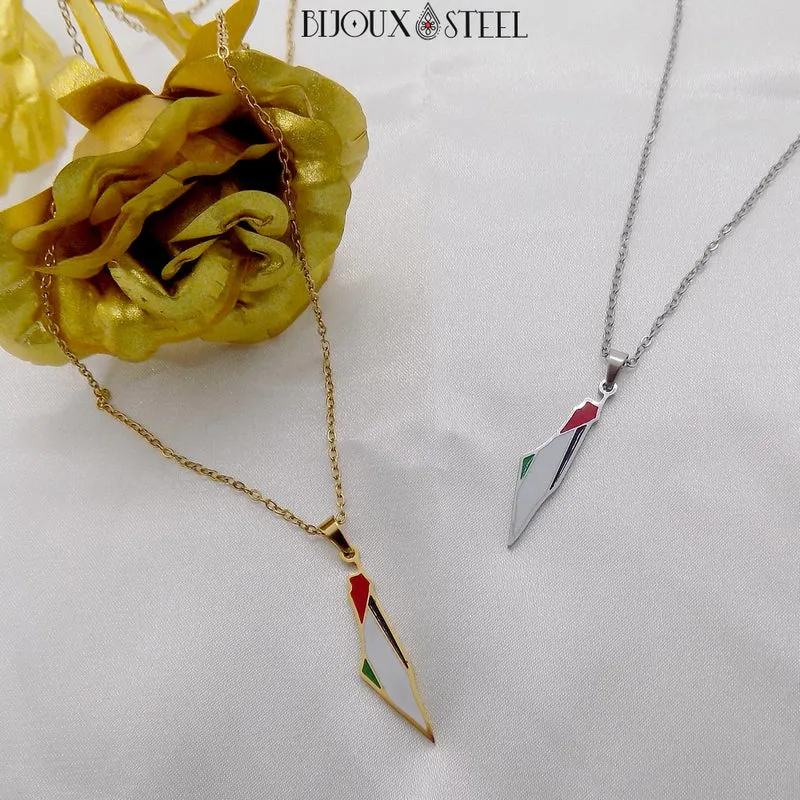Collier à pendentif Palestine en acier inoxydable