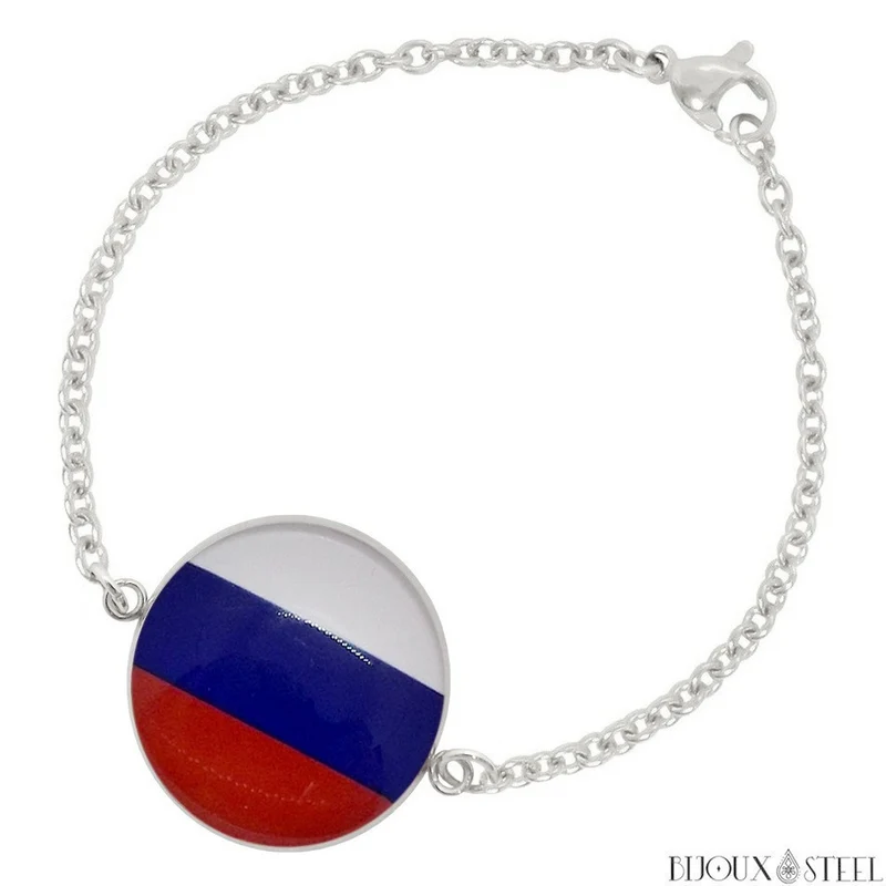 Bracelet femme drapeau de la Russie en acier inoxydable