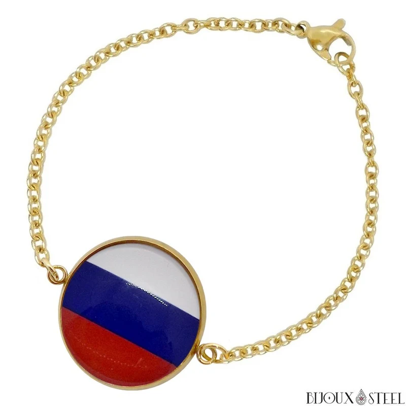Bracelet femme drapeau de la Russie en acier inoxydable