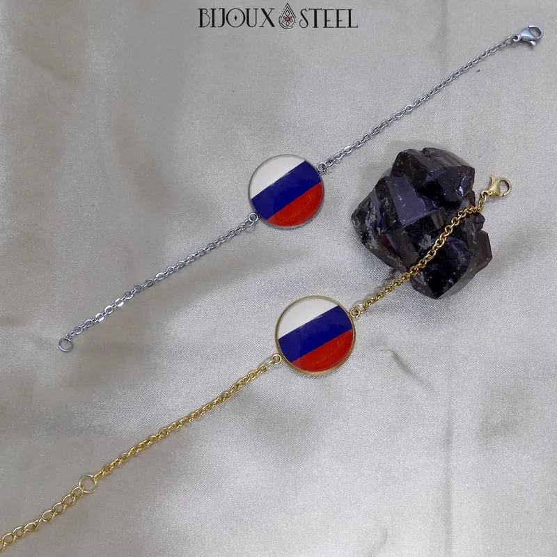 Bracelet femme drapeau de la Russie en acier inoxydable