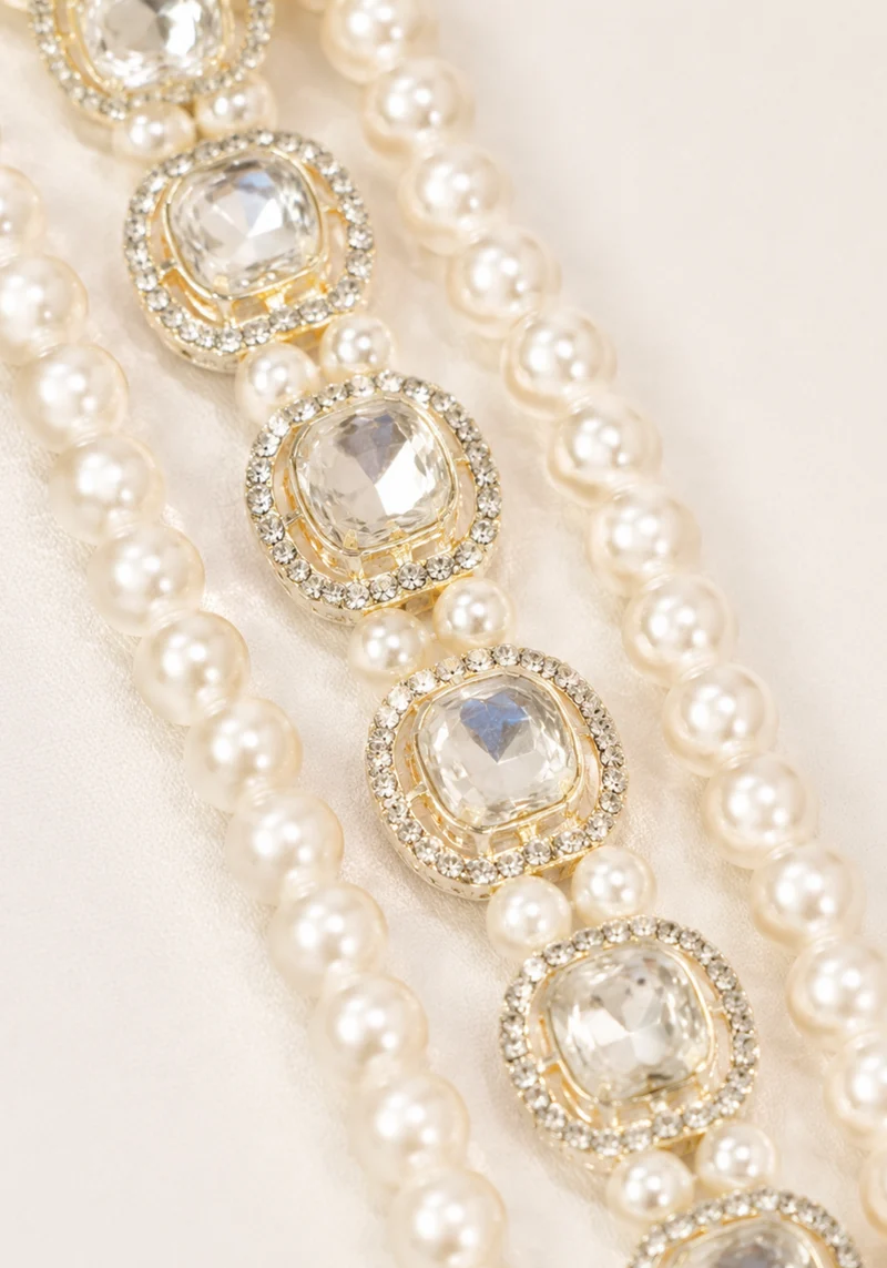 Mala Rajveer – Collier de Marié Indien Perles & Pierres Kundan