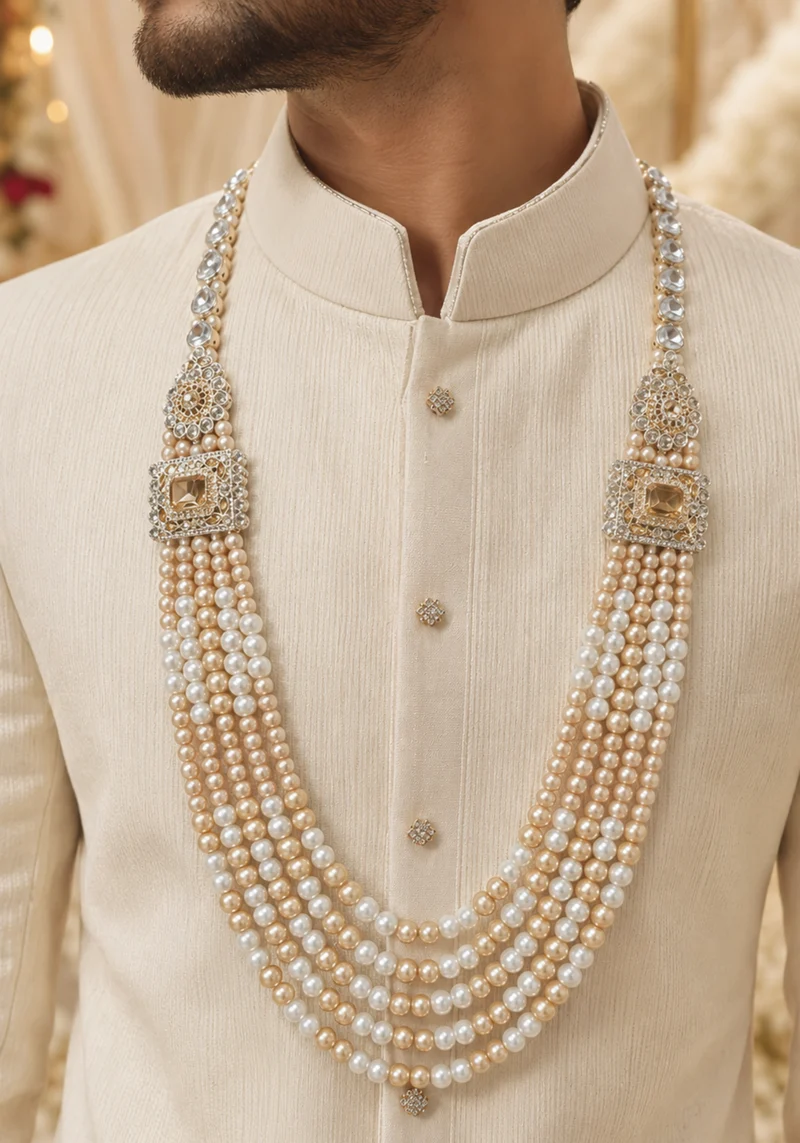 Mala Homme Aarav – Perles Ivoire & Champagne
