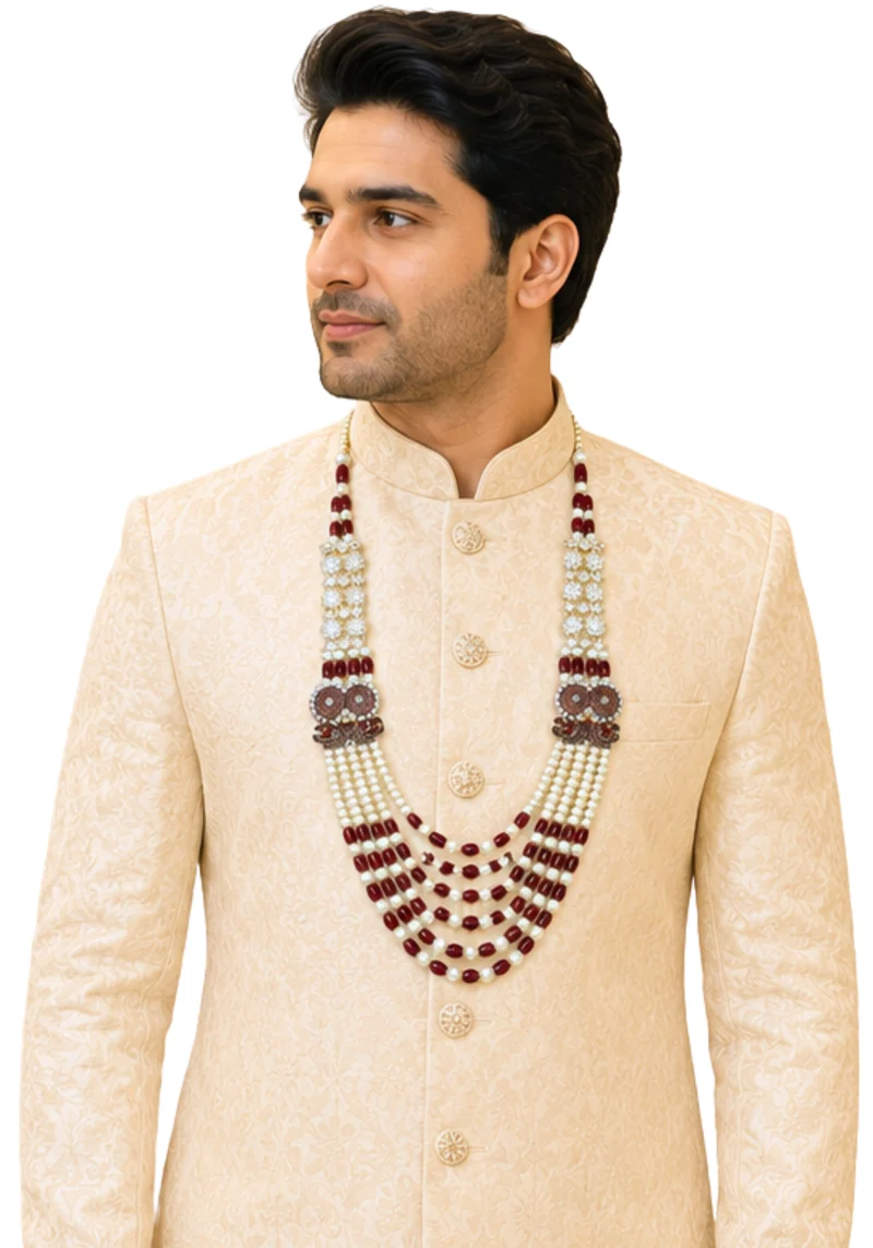Mala Homme Jahangir – Perles Ivoire & Bordeaux