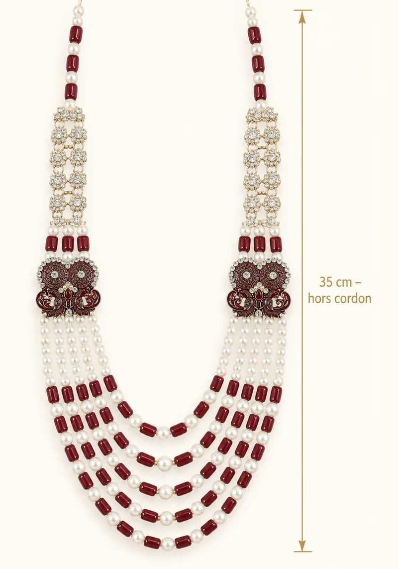 Mala Homme Jahangir – Perles Ivoire & Bordeaux