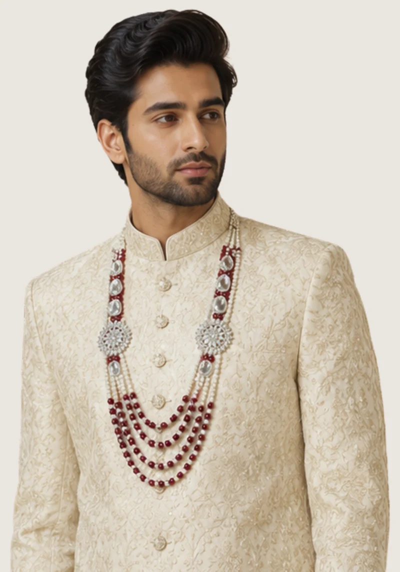 Mala Homme Akbar – Perles Ivoire, Bordeaux & Pierres