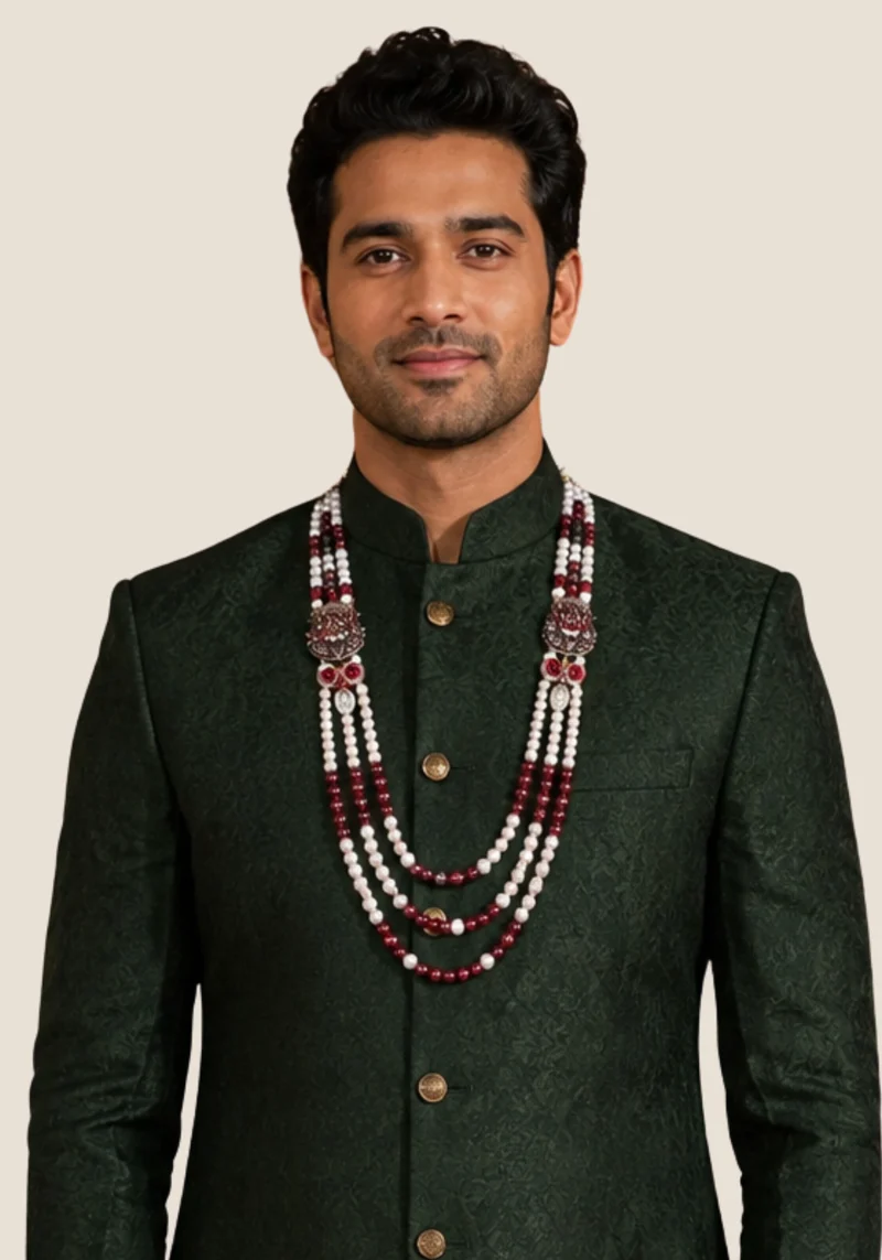 Mala Homme Ashoka – Perles Ivoire & Bordeaux