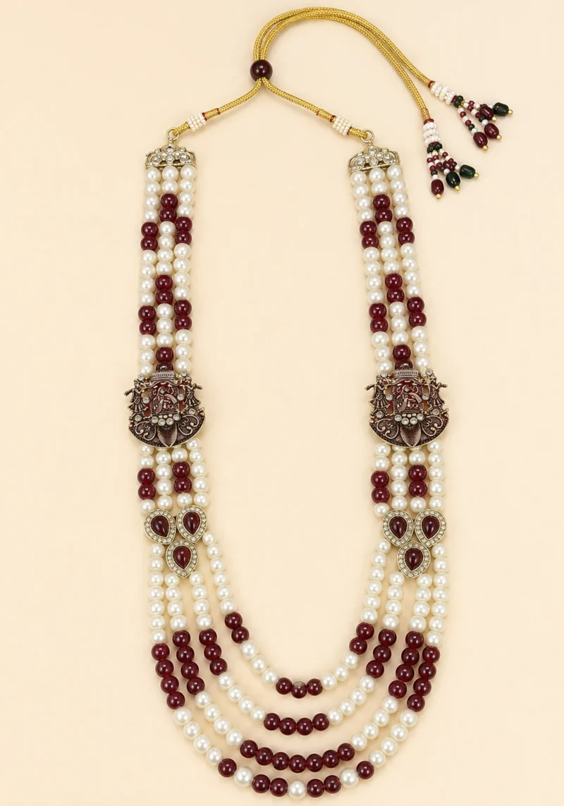 Mala Homme Ashoka – Perles Ivoire & Bordeaux