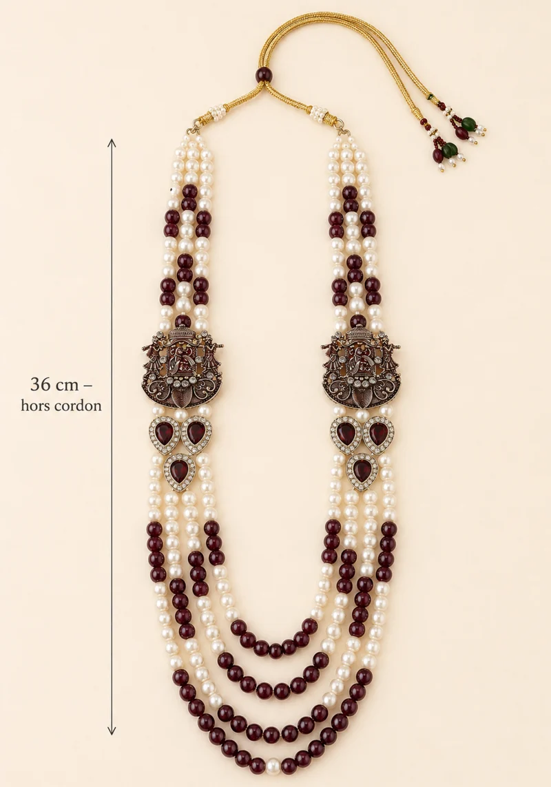 Mala Homme Ashoka – Perles Ivoire & Bordeaux