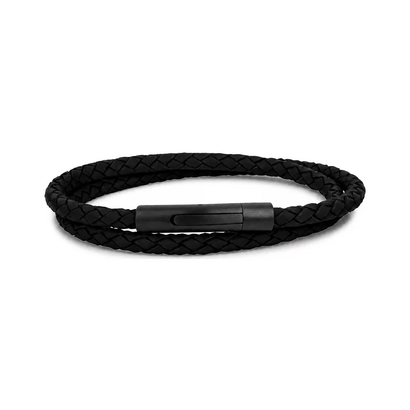 Black Leather Wrap Bracelet