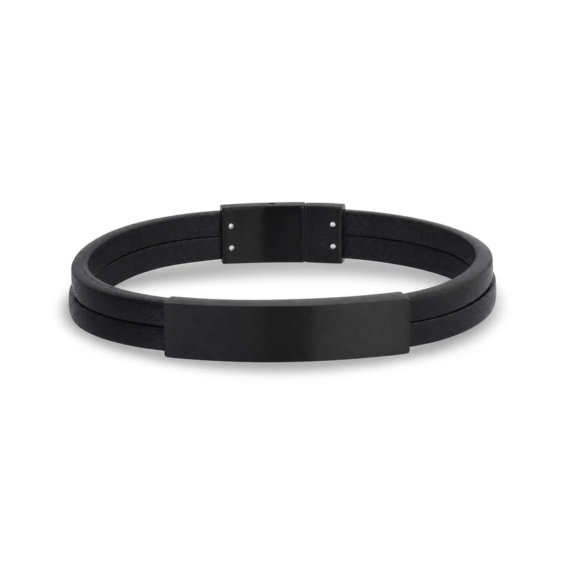 Double Row Leather ID Bracelet