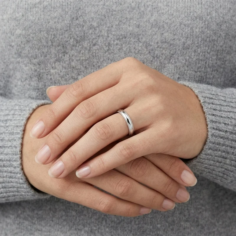 3mm Domed Milgrain Wedding Band
