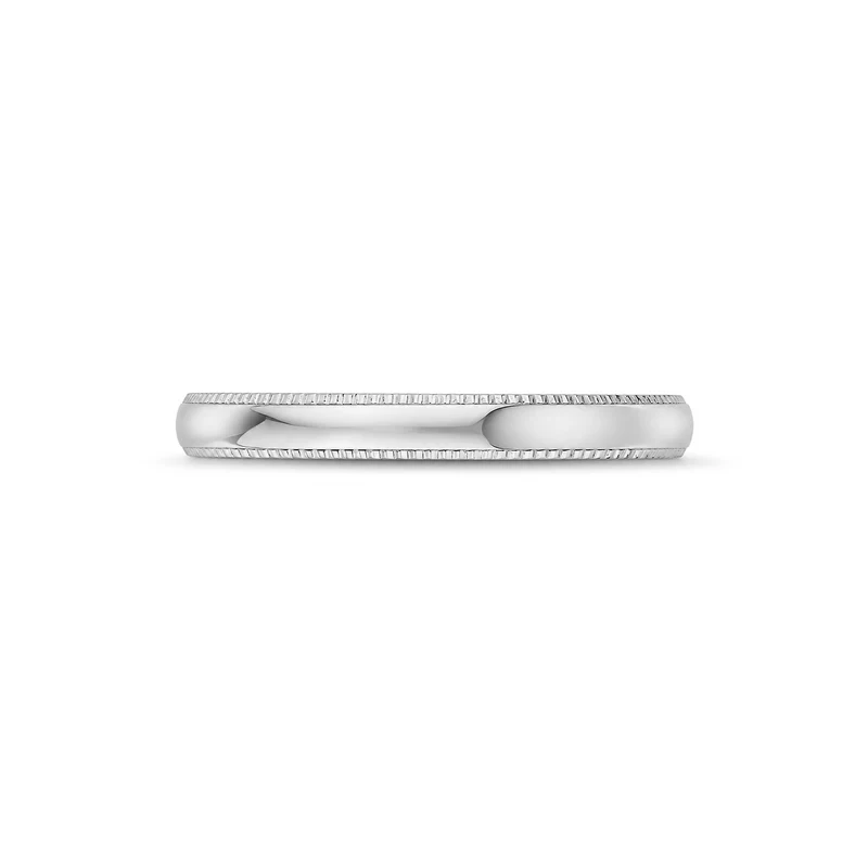 3mm Domed Milgrain Wedding Band