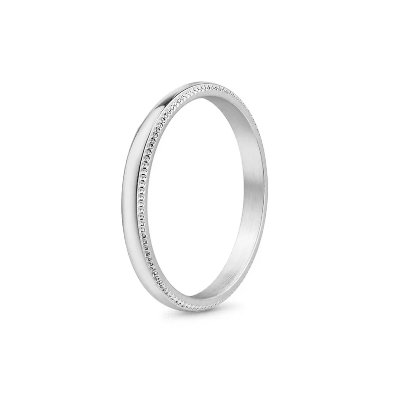 3mm Domed Milgrain Wedding Band