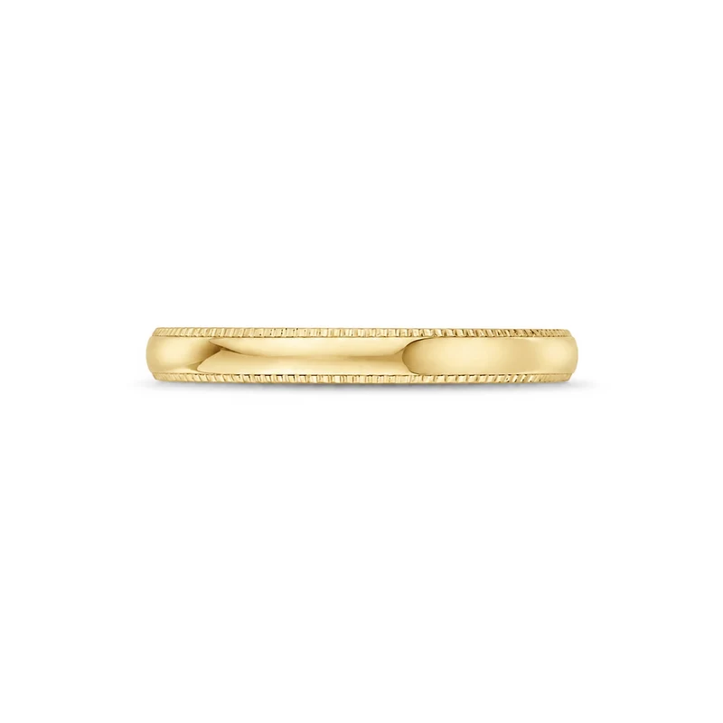 3mm Domed Milgrain Wedding Band