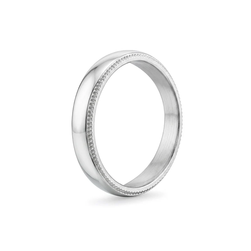4mm Domed Milgrain Wedding Band