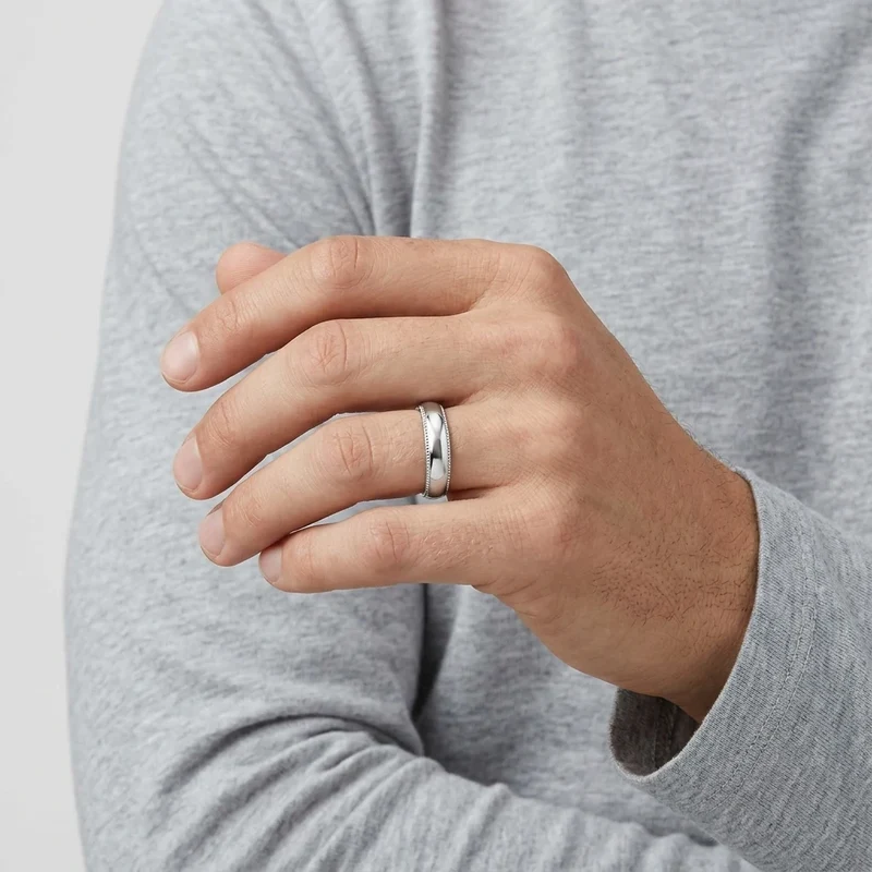 5mm Domed Milgrain Wedding Band