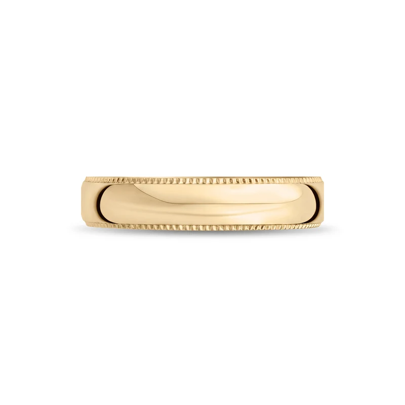 5mm Domed Milgrain Wedding Band
