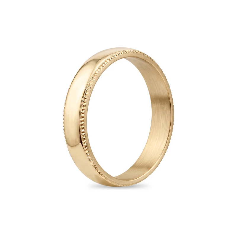 5mm Domed Milgrain Wedding Band