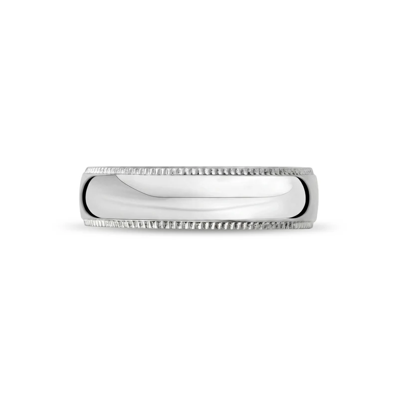 6mm Domed Milgrain Wedding Band