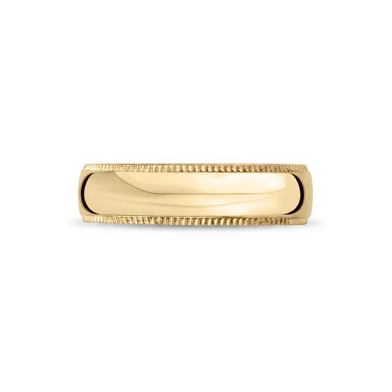6mm Domed Milgrain Wedding Band