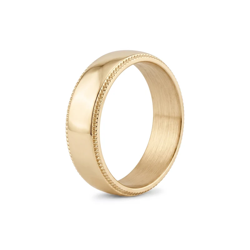 6mm Domed Milgrain Wedding Band