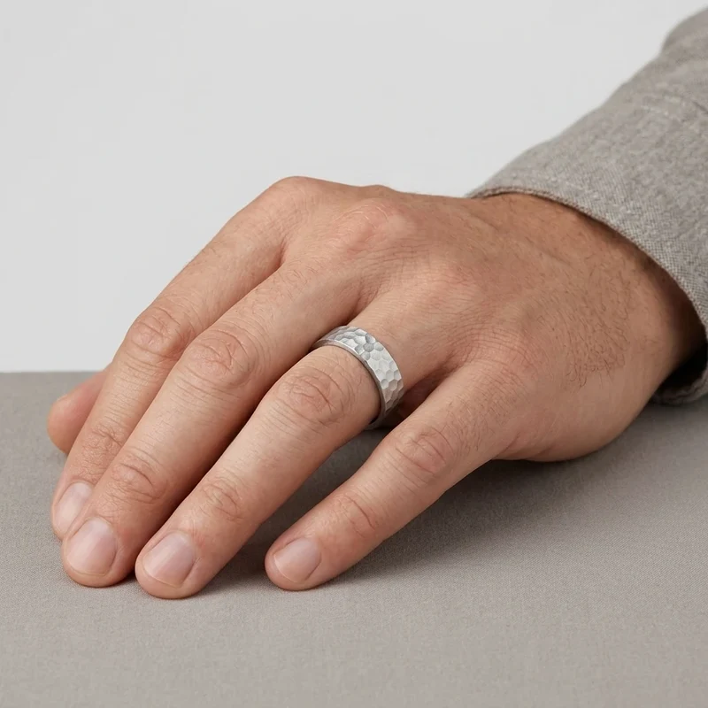 6mm Matte Hammered Wedding Band