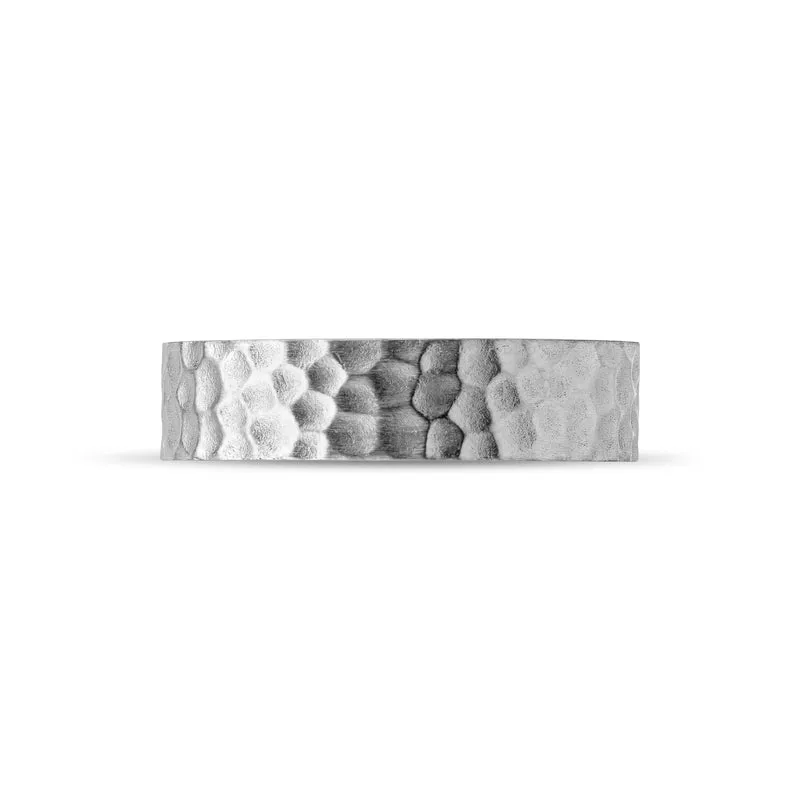 6mm Matte Hammered Wedding Band
